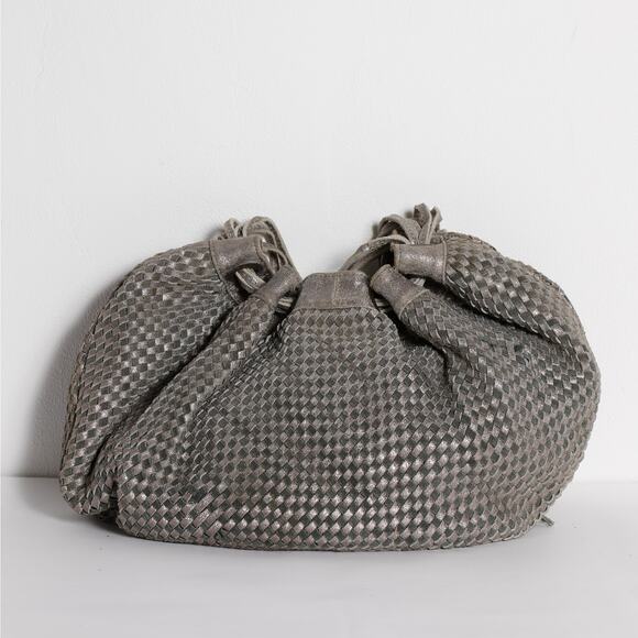 CARVELA Grey and Silver Vintage Metallic Woven Leather...